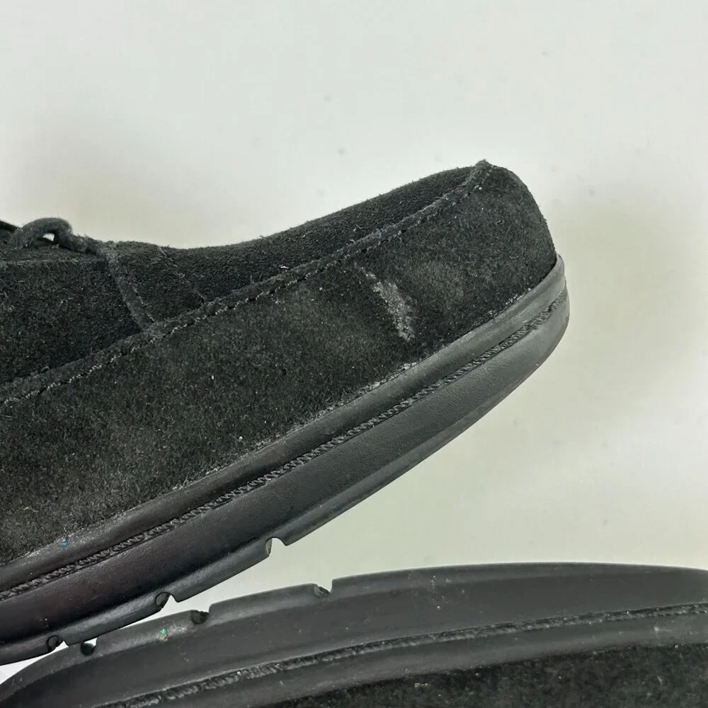 Clarks Bendables Heeled Loafers Size 10 M Black Suede‎ Leather Tie Witch 80892